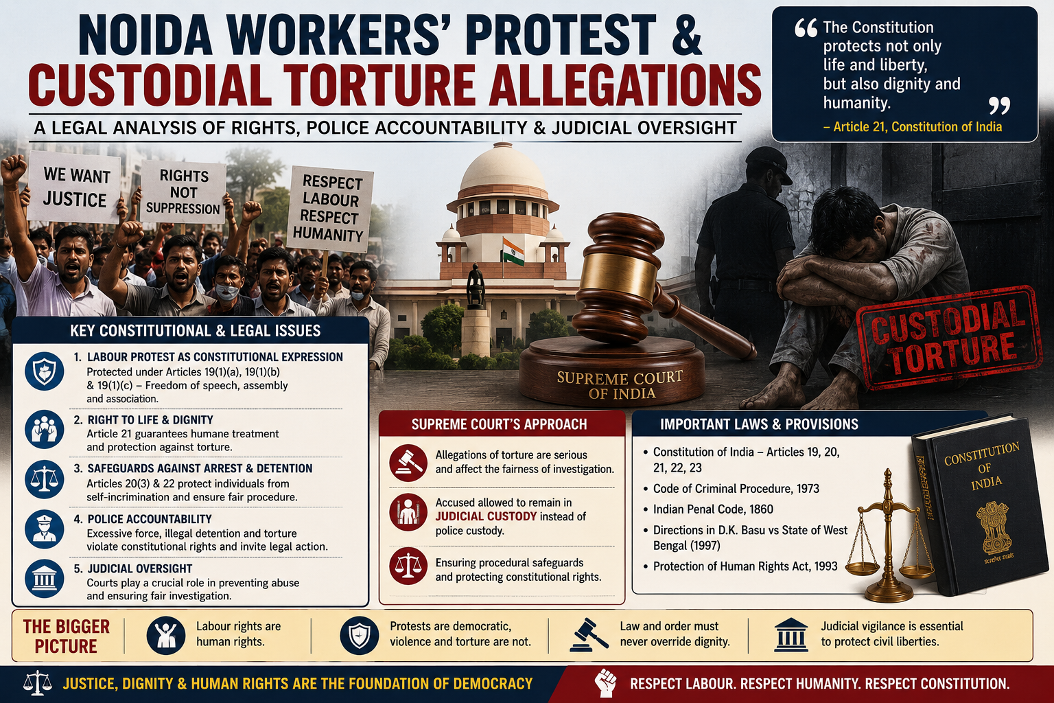 Custodial Violence, Labour Rights, and Judicial Oversight: Supreme Court’s Intervention in the Noida Workers’ Protest Case.